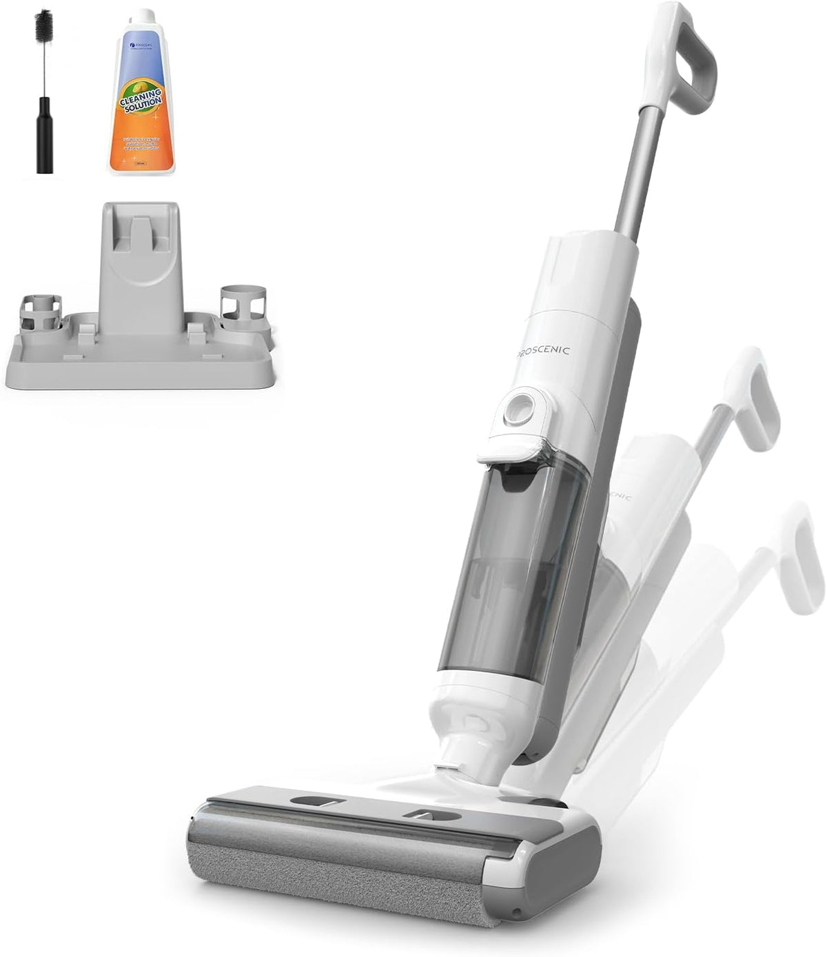 Proscenic F10 Ultra Nass Trockensauger Akku, 60 Min Staubsauger mit Wischfunktion, Anti-Verwirrungs-Haar für Hartböden, Selbstreinigungsfunktion