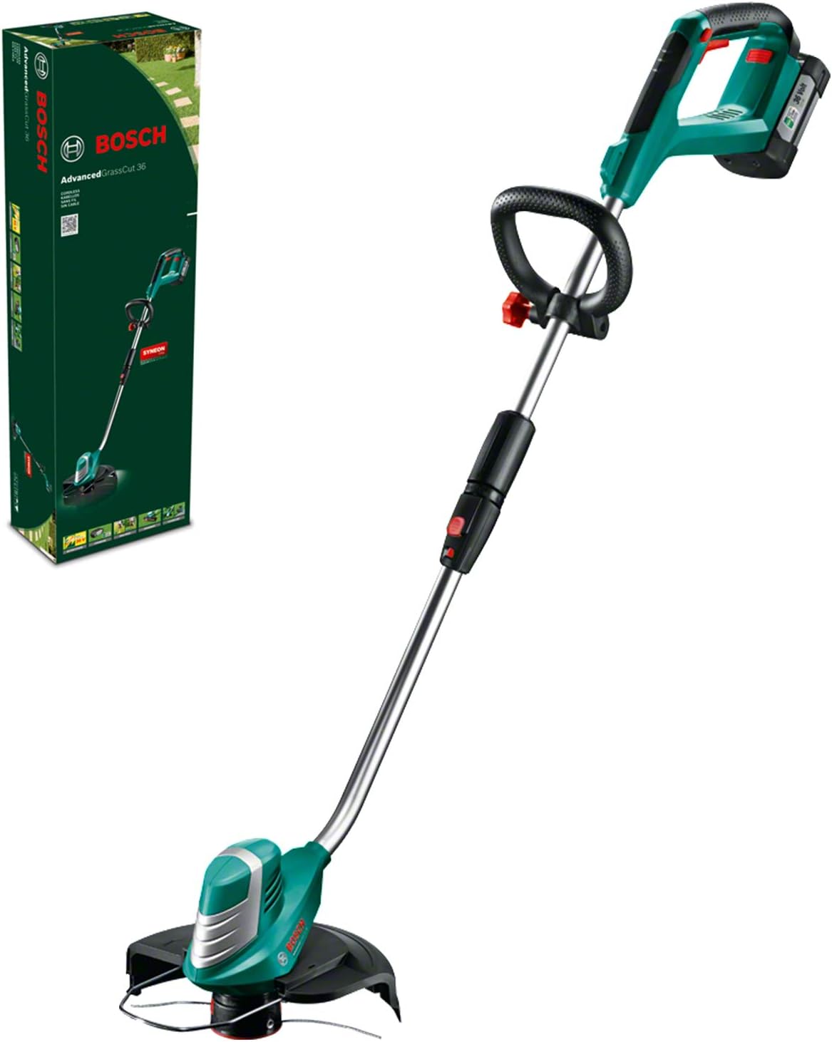 Bosch Home and Garden Akku Rasentrimmer AdvancedGrassCut 36 (1 Akku, Schnittkreis 30cm, im Karton) 0600878N03, 36 Volt System