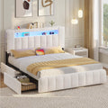 AOGLLATI Polsterbett 160x200 cm mit Stauraum, Bett mit Lattenrost ohne Matratze, Doppelbett mit LED-Beleuchtung & Ladestation, 4 Schubladen