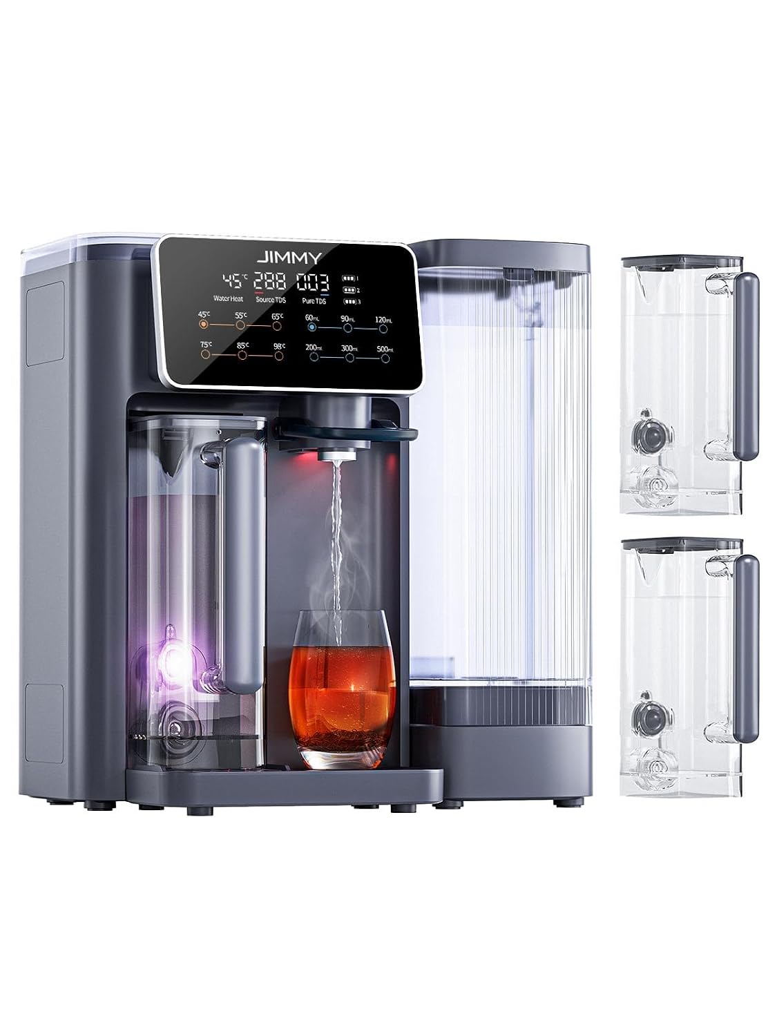 Jimmy R9 Osmoseanlage Trinkwasser Auftisch, 7-stufiger Filterung RO & Mineralien, 3S-Heizung, Echtzeit-TDS-Monitor, mit Heißwasserspender, UV