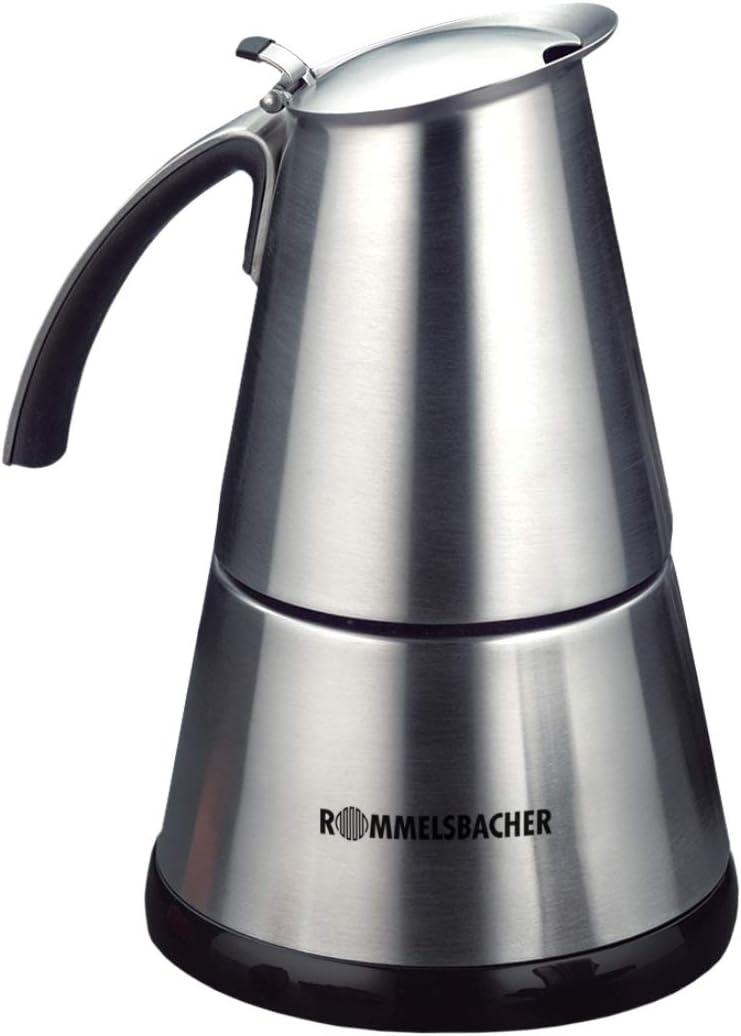 Rommelsbacher Espresso Kocher EKO 364/E, 365 W, Filtereinsatz für 2 oder 4 Tassen, elektrisch, verdecktes Heizelement, 360° Zentralsockel