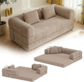 skølm Lofn Schlafsofa aus Cord, Vollschaumcouch in Taupe 200 cm breit, 2 Sitzer Couch ausklappbar zum Bodensofa, Cordsofa Wohnzimmer, vakuumverpackt