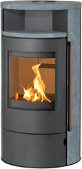 H&M Germany Kaminofen München Max Style gussgrau/Naturstein 150mm Rauchrohranschluss 8kw Holzofen Kohle Schwedenofen Steinverkleidung