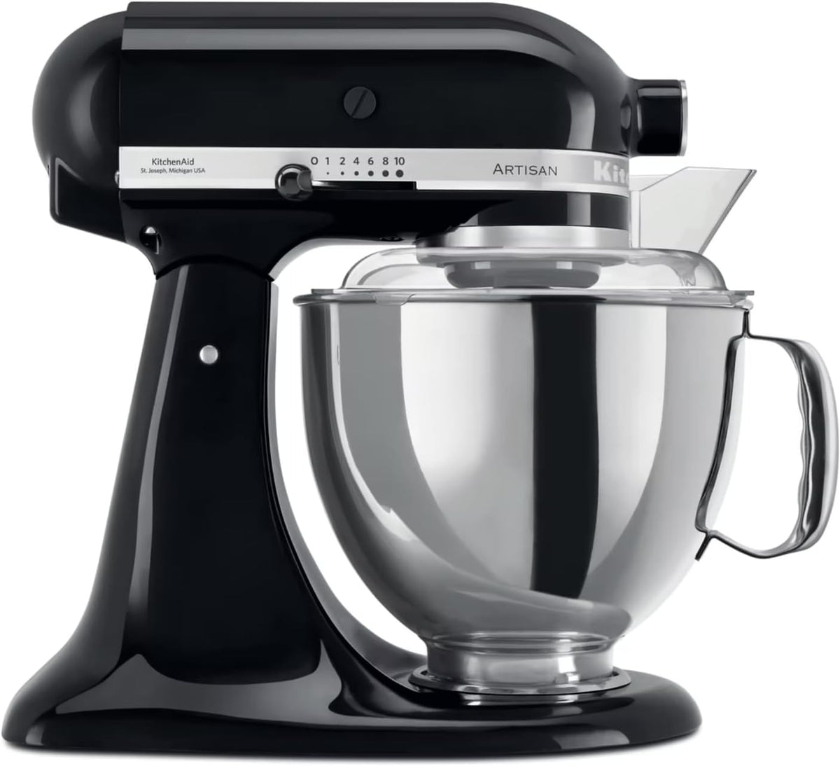 KitchenAid Küchenmaschine, 4.8 L, Teigknetmaschine mit 5 Zubehör, 2 Schüsseln aus Edelstahl, Artisan, Kippbarem Food Processor, Onyx schwarz