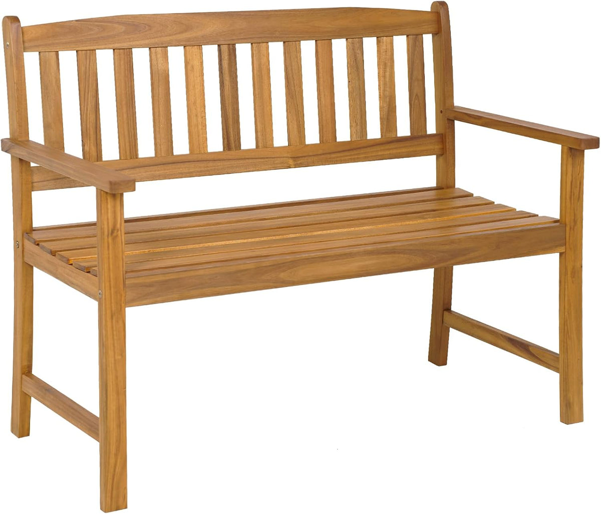 COSTWAY Gartenbank Holz, 2-Sitzer Sitzbank, Holzbank wetterfest