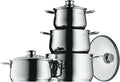 WMF Diadem Plus Topfset Induktion 4-teilig, Kochtopf Set mit Glasdeckel, Cromargan Edelstahl poliert, Induktions Töpfe Set unbeschichtet