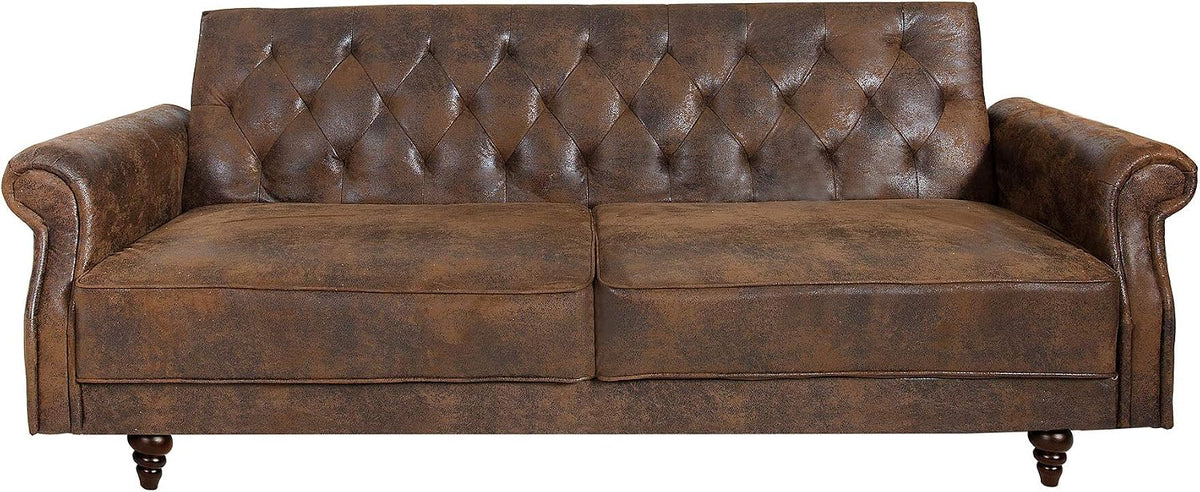 3-Sitzer Sofa MAISON BELLE AFFAIRE, 220cm, antik braun, Microfaser