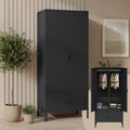 skølm Ituri Metallschrank 80 cm breit, mit 2 Schubladen, Schwarz, 6 Fächer