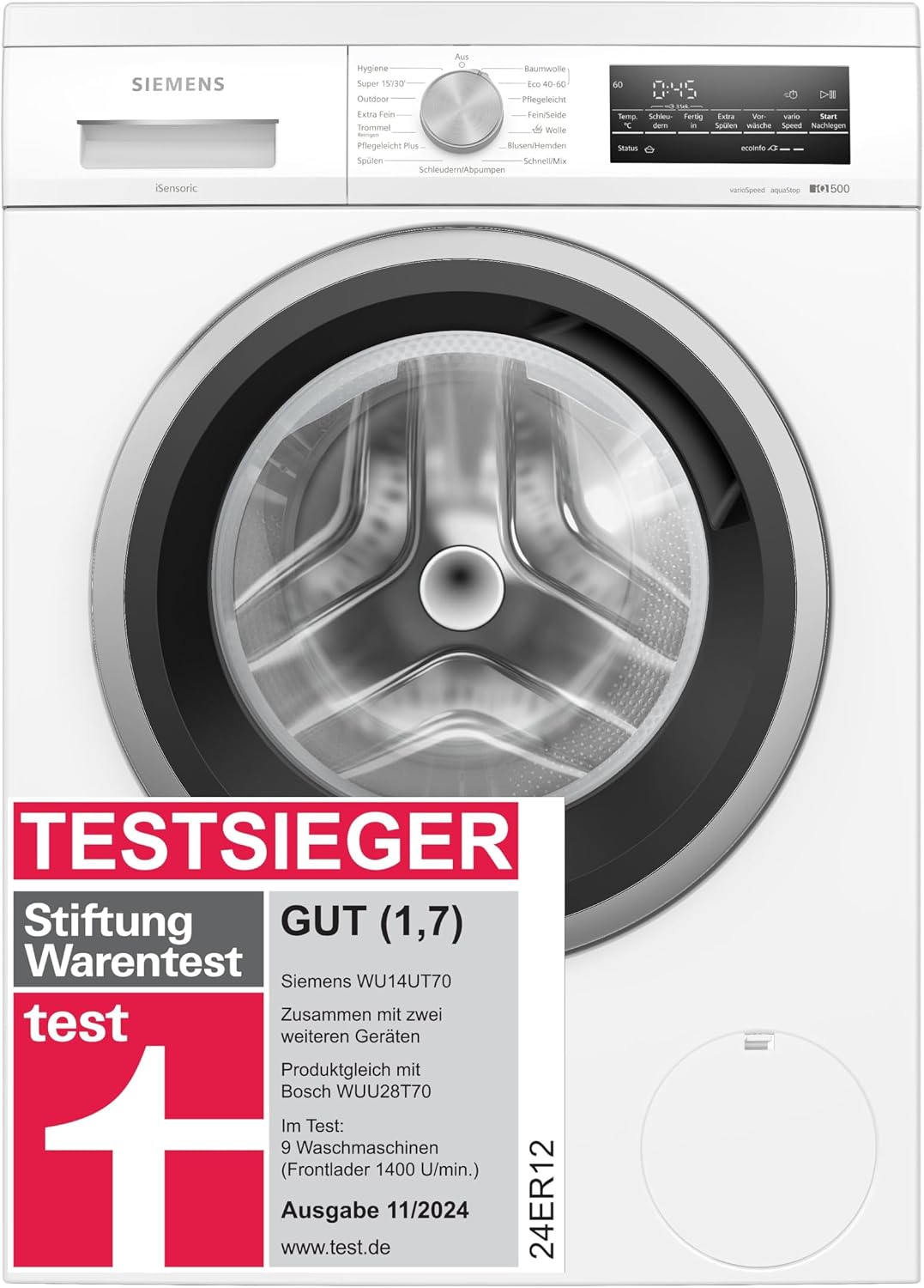 Siemens iQ500 Unterbaufähige Waschmaschine 8 kg 1400 UpM WU14UT70