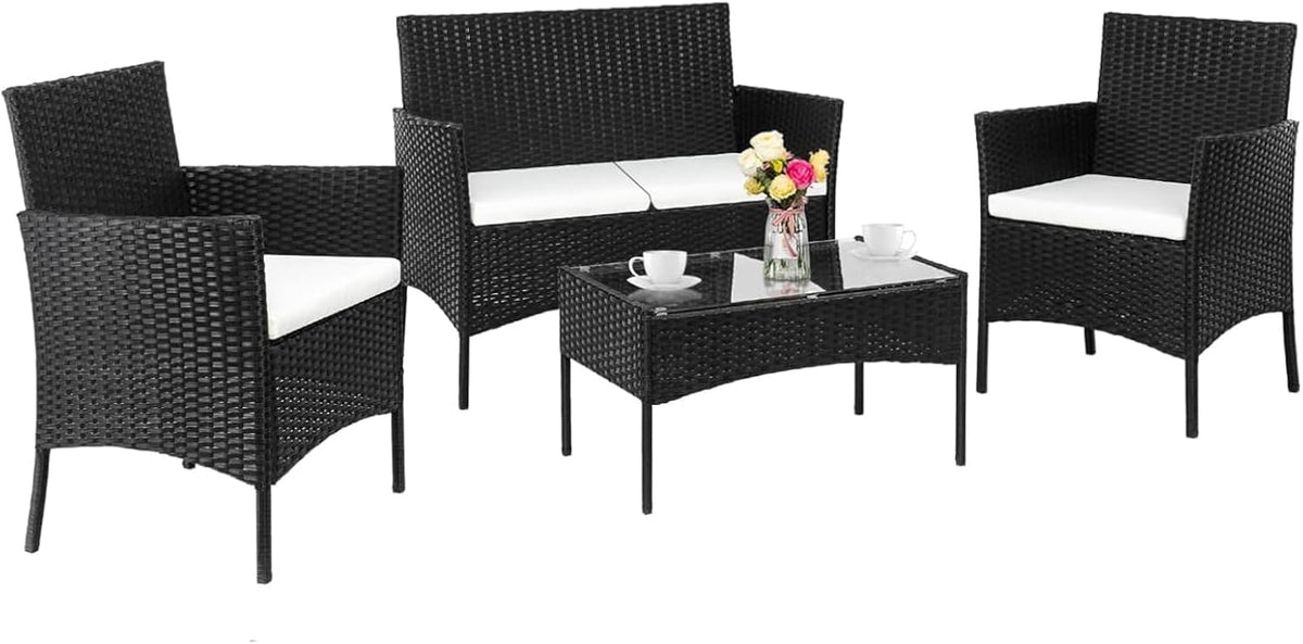 LEADZM Gartenmöbel, aus PE-Polyrattan, Balkonmöbel, Wetterfest, UV-Schutz