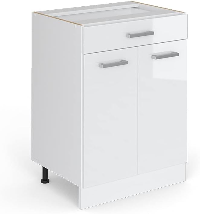 Vicco Küchenunterschrank R-Line, 60 cm, Weiß Hochglanz