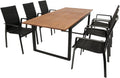 DEGAMO Gartenset Garnitur RIVELLO 7-teilig (6X Stapelsessel, 1x Ausziehtisch 150/200x90cm), Alu anthrazit + Akazie geölt