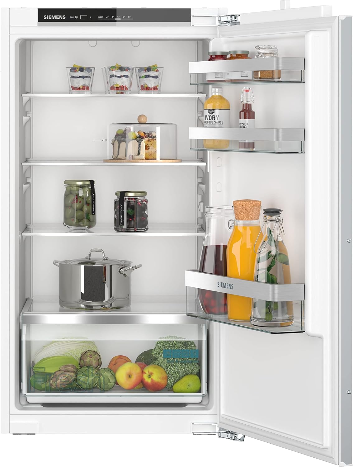 Siemens KI31R2FE0 iQ300 Einbau-Kühlschrank mit Flachscharnier, 102.5 x 56 cm, 165 L Kühlen, LED Beleuchtung für gleichmäßige Ausleuchtung