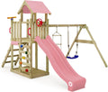 Wickey Spielturm Klettergerüst MultiFlyer Light, Outdoor Kinder Kletterturm mit Sandkasten, Leiter & Spiel-Zubehör für den Garten