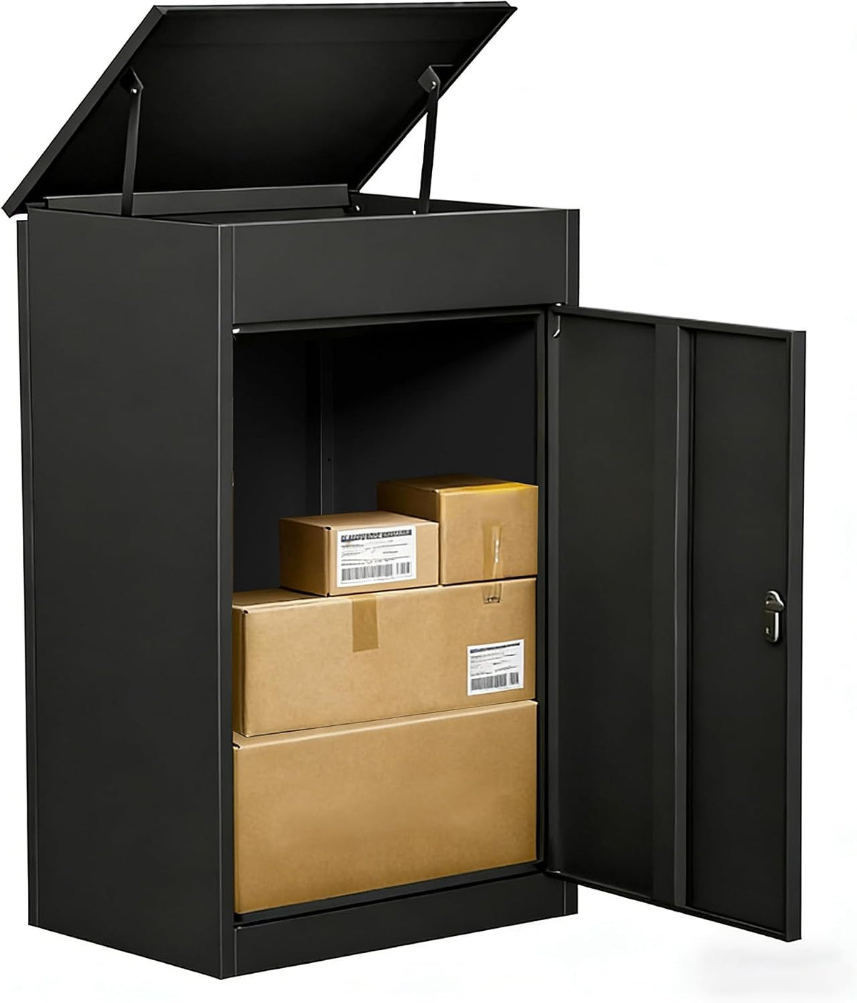 Paketbox Briefkasten mit Paketfach Paketbox Draussen Groß XXL Diebstahlgeschützter Paketbriefkasten Standbriefkasten mit Code-Schloss