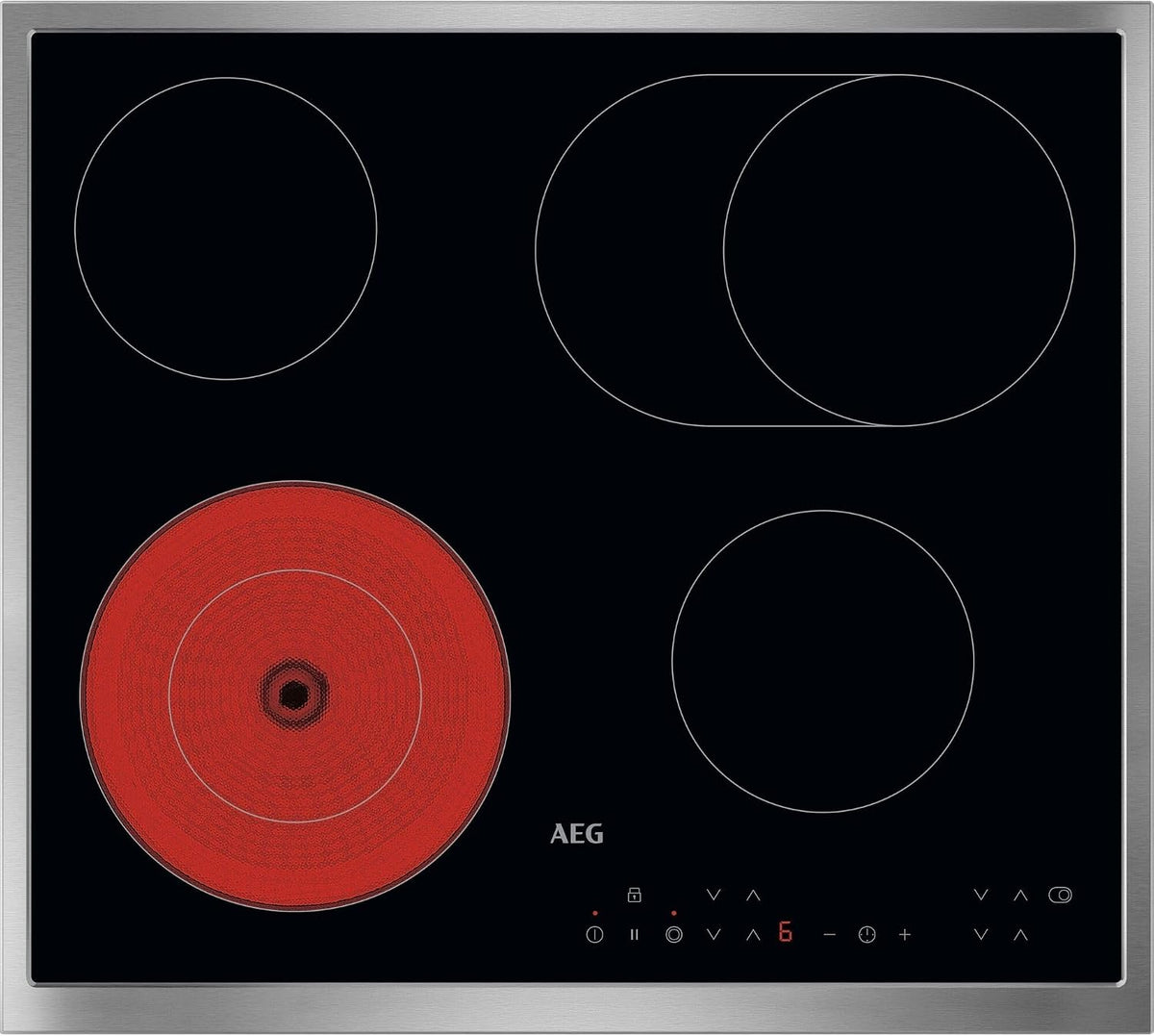 AEG Glaskeramik-Kochfeld 60cm, TN64RA06XB, 4 Kochzonen, schnelles Aufheizen