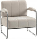 HOMCOM Sessel Loungesessel mit Armlehnen, elektroplattierten Stahlbeine für Wohnzimmer, Schlafzimmer, Beige