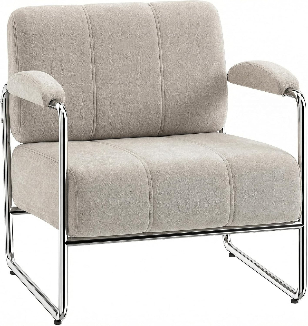 HOMCOM Sessel Loungesessel mit Armlehnen, elektroplattierten Stahlbeine für Wohnzimmer, Schlafzimmer, Beige