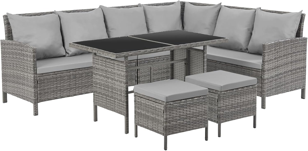 SVITA Madison Rattan-Lounge Polyrattan Ecksofa Gartenmöbel-Set Sofa Garnitur Couch-Eck