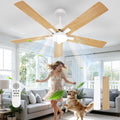 Comely Deckenventilator mit Beleuchtung, 132cm, Deckenlampe mit Ventilator mit 6 Geschwindigkeiten, DC, 3 Farbtemperatur, Naturholz