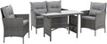 SVITA Dallas Gartensitzgruppe Polyrattan 4-teilig Outdoor Set mit 2 Sesseln 2er-Sofa & Esstisch Wetterfestes PE-Rattan Stahlrahmen & Sitzkissen Grau