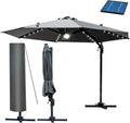 BRAST Alu Sonnenschirm Ampelschirm, Ø300cm Grau + LEDs, TÜV geprüft, viele Modelle, Schützhülle, UV-Schutz 50+, wasserabweisend