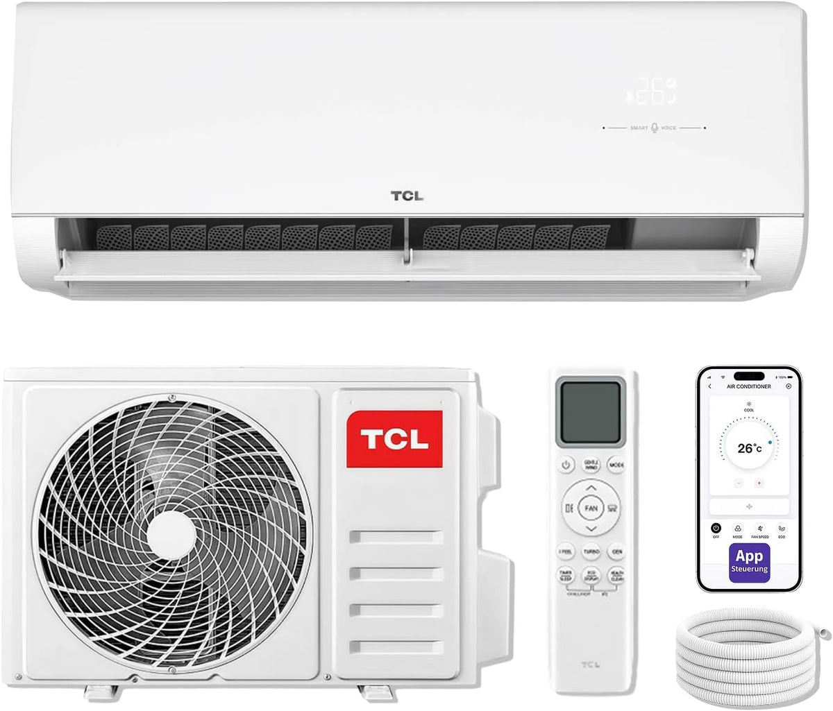 TCL VoxIn Split Klimaanlage 12000 BTU 3.5kW Set, Kühlen Heizen Entfeuchten Ventilieren Hands Free AI Voice Control Inverter Wärmepumpe A+++ WLAN App