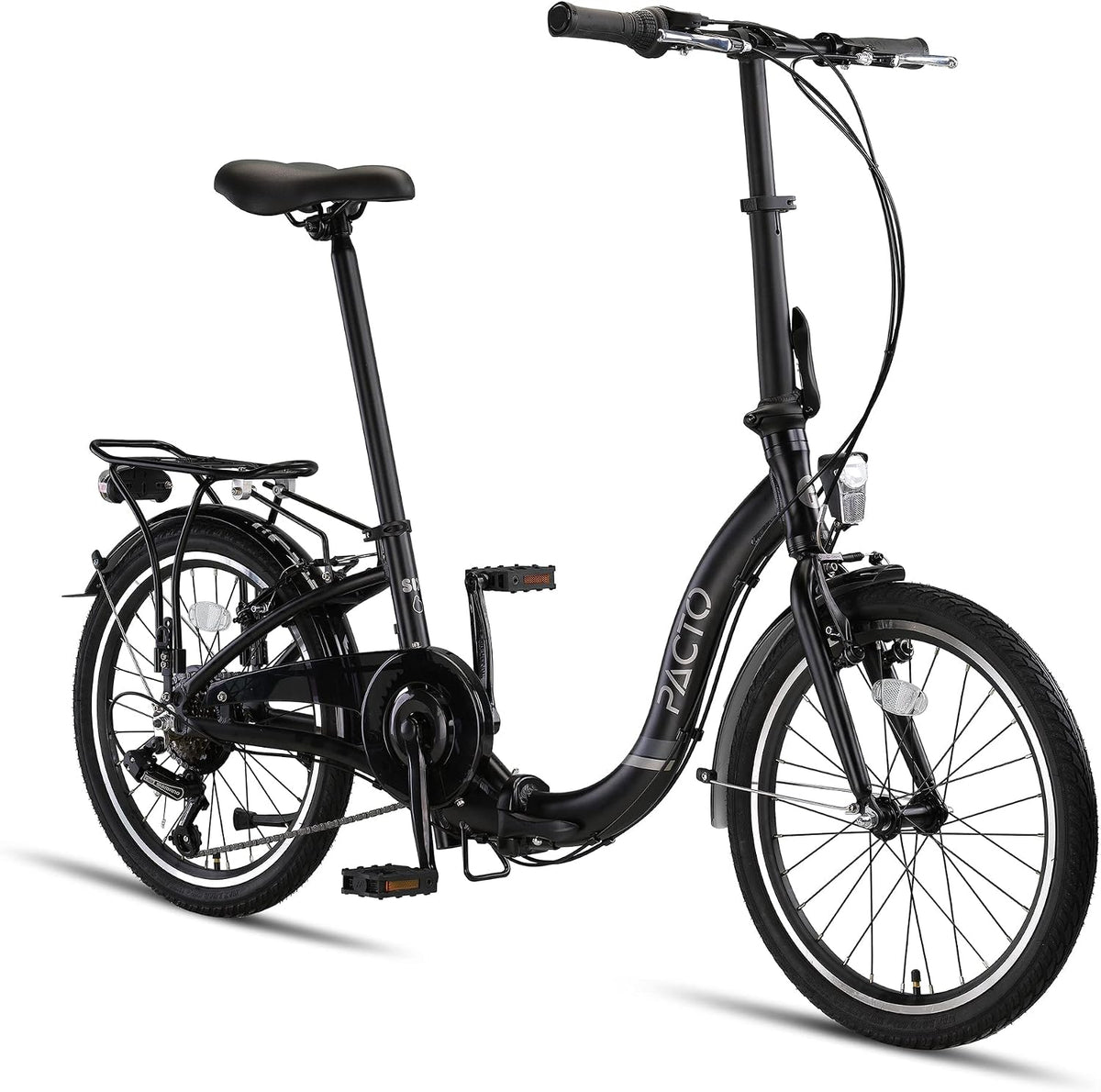 PACTO Premium Klappfahrrad Für Erwachsene, 27cm Aluminiumrahmen Bike 20 Zoll Aluminiumräder Bicycle, 6 Speed Shimano Gänge Faltrad