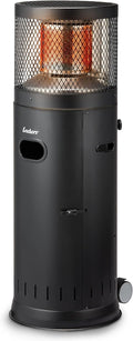 Enders Terrassenheizer Gas Polo Black 2.0, Gas-Heizstrahler, Terrassenstrahler mit stufenloser Regulierung, ENDUR Reflektionssystem, Transporträder