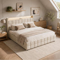 DULRLLY Bett 180x200 mit Schubladen Stauraum Polsterbett Doppelbett mit USB Ladefunktion und LED-Kopfteil und 4 Schubladen Stauraumbetten Jugendbett