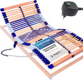 elektrischer Lattenrost 100% BUCHE, fertig montiert (90x200), Kopf- u. Fußteil elektrisch verstellbar, SCHULTERFRÄSUNG, 7 Zonen, 44 Federleisten