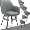 tectake 6er Set Stuhl drehbar, Esszimmerstühle mit Armlehne, Drehstühle für Dining Lounge, Küchenstühle, Stühle Esszimmer, Esstisch, Schminktisch