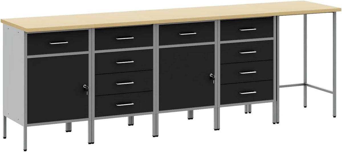 Generisch Arbeitsschrankset mit Schubladen 5 pcs Schwarz und Grau, Werkzeugaufbewahrung Ordnungssysteme-3321394, Heimwerkerbedarf, Bauzubehör
