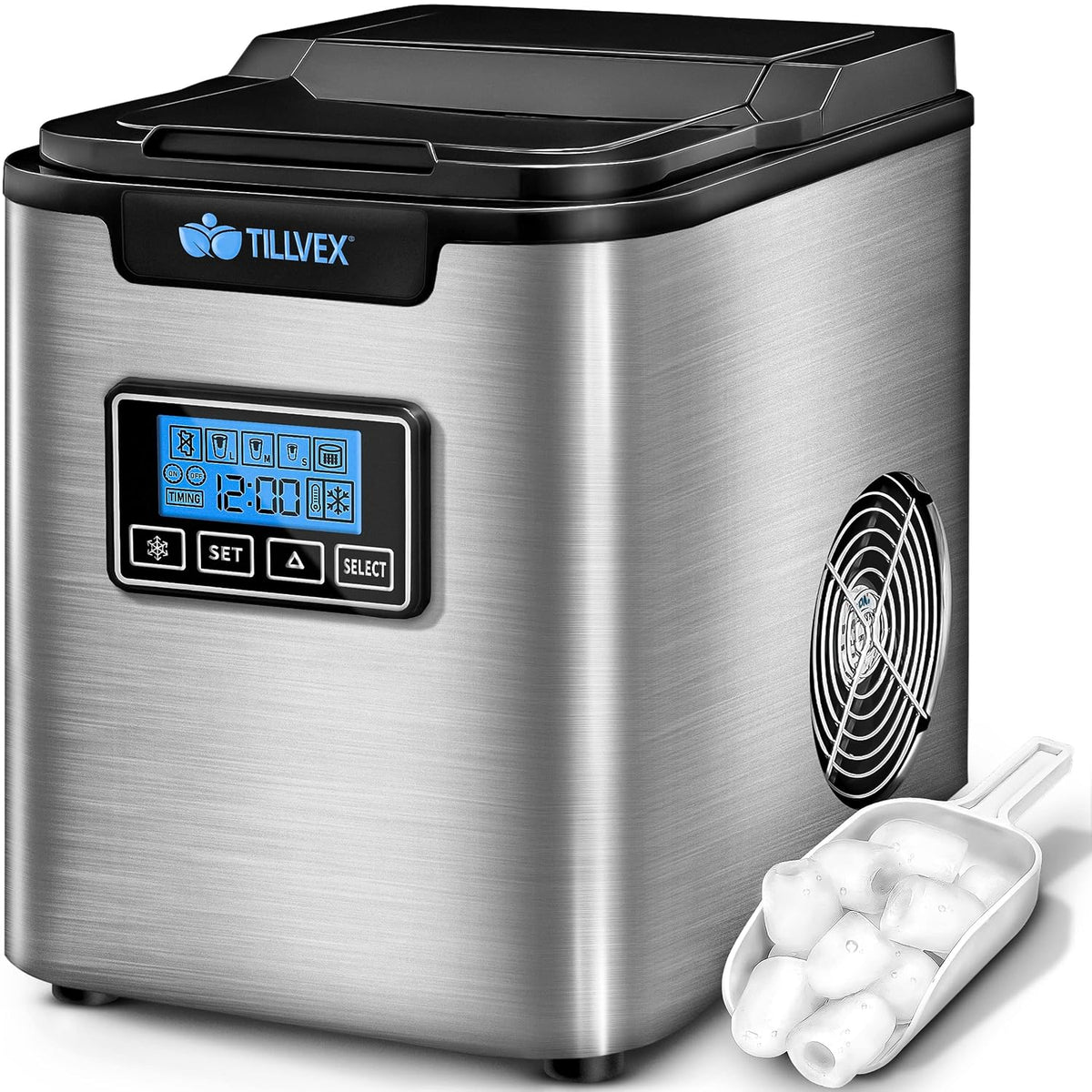 tillvex Eiswürfelmaschine Edelstahl 12 kg, 24 h