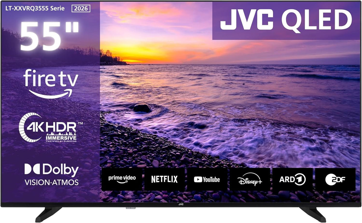 JVC LT-55VRQ3555 QLED Fernseher 55 Zoll Fire TV 4K UHD Auflösung Smart TV