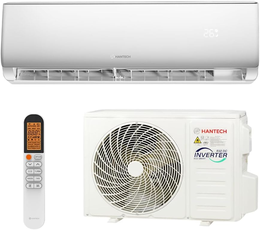 HANTECH Split Klimaanlage 18000 BTU 5,1 kW Inverter Set, Klimagerät mit App-Funktion zum Kühlen und Heizen, Modell Elegant (bis zu 60m²)
