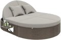Rattan Doppel-Liege, Gartenliege mit seitlichem Regal, Individuell einstellbarer Winkel Outdoor-Sofa, Outdoor Daybed, Garten Relaxliege
