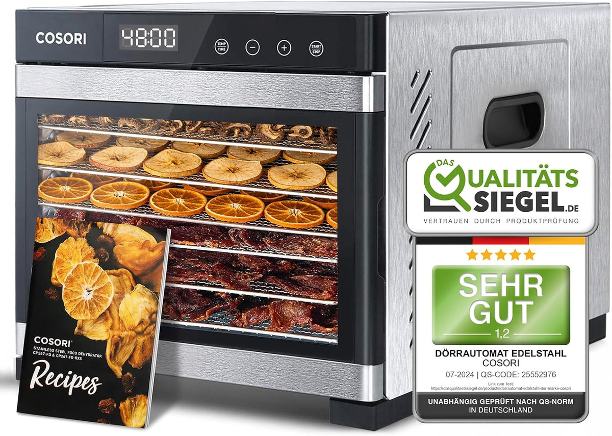 COSORI Dörrautomat Edelstahl, 650W, Ohne Kunststoffkontakt, Food Dehydrator