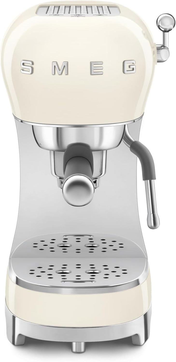 Smeg, Espresso-Kaffeemaschine ECF02CREU, 1 L Wassertank, 1350 W, Cappuccino-Dampfunktion, Thermoblock, großes Tassengehäuse und Doppelkaffeefunktion
