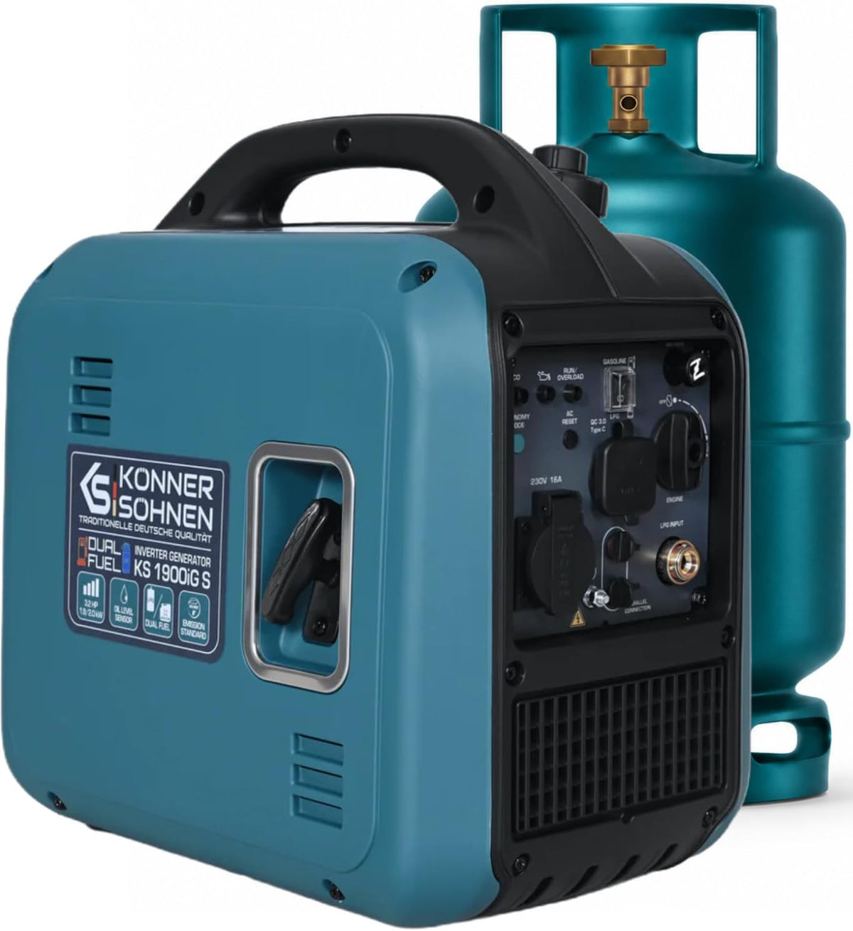 Könner&Söhnen 1900iG S Inverter Stromerzeuger, 2000W Generator LPG/Benzin