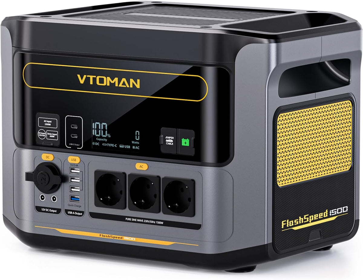 VTOMAN FlashSpeed 1500 Tragbare Powerstation, 1408Wh LiFePO4 Batterie
