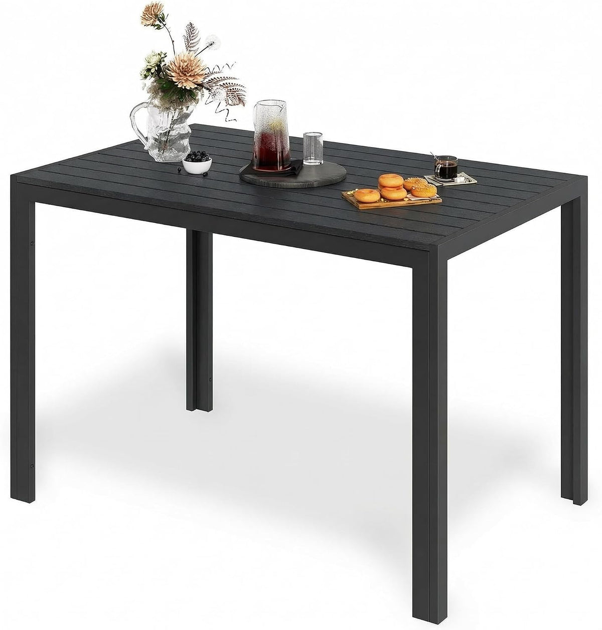 LIFERUN Gartentisch 110x70 cm WPC, Balkontisch Wetterfest für 4-6 Personen