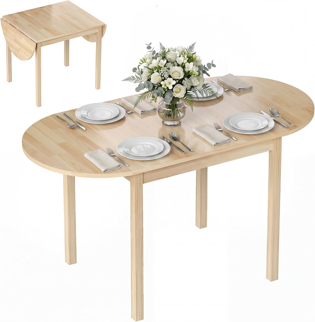 HOMCOM Esstisch aus Holz für 6 Personen Oval 140 x 70 x 75 cm Naturholz