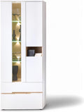 MEMPHIS Vitrine Vitrinenschrank Weiß Artisan Eiche 75 x 197 x 38 cm (B/H/T)