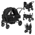 COSTWAY 2 in 1 Geschwisterwagen klappbar, Zwillingskinderwagen mit verstellbarem Griff & abnehmbarem Verdeck, Zwillingsbuggy mit Becherhalter, Tablett