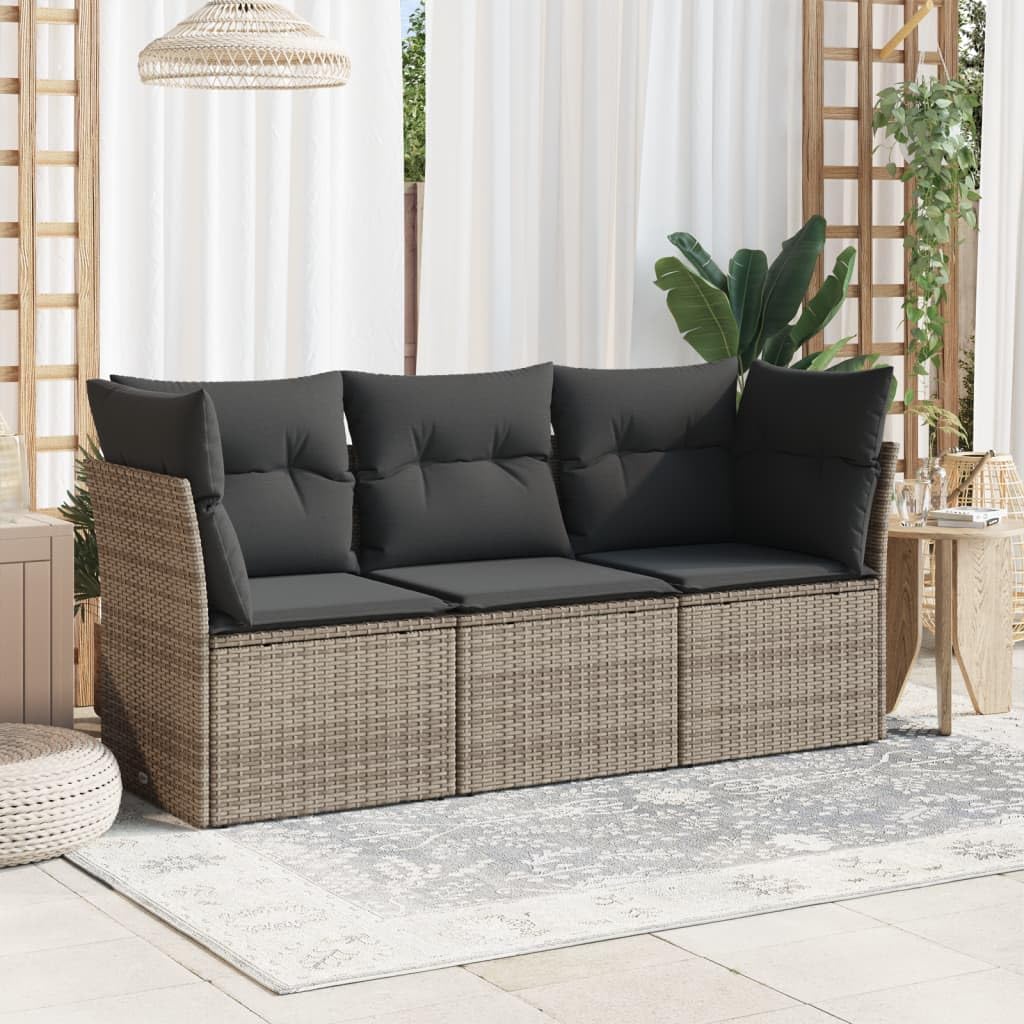 Festnight Gartensofa Rattan Sofa mit Stauraum 3 Sitzer Lounge Sofa Outdoor Rattansofa 3er Balkon Lounge Klein Balkonmöbel Couch Gartenlounge