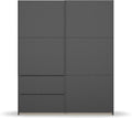 Rauch Möbel Sevilla Schrank Kleiderschrank Schwebetürenschrank, 2-türig, 2 Einlegeböden BxHxT 175x210x59 cm, Grau metallic, Schwarz