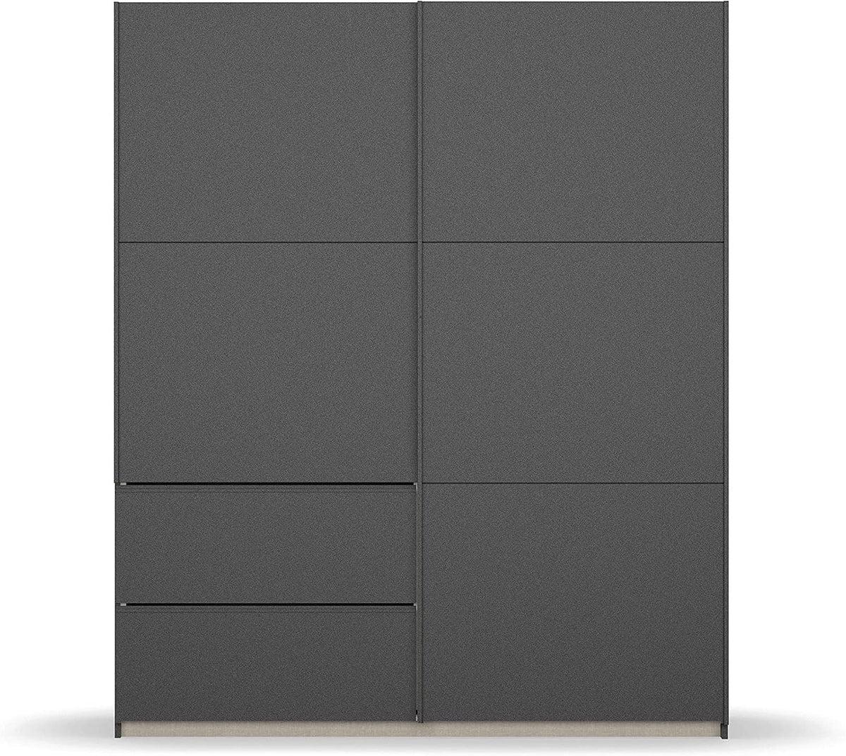 Rauch Möbel Sevilla Schrank Kleiderschrank Schwebetürenschrank, 2-türig, 2 Einlegeböden BxHxT 175x210x59 cm, Grau metallic, Schwarz