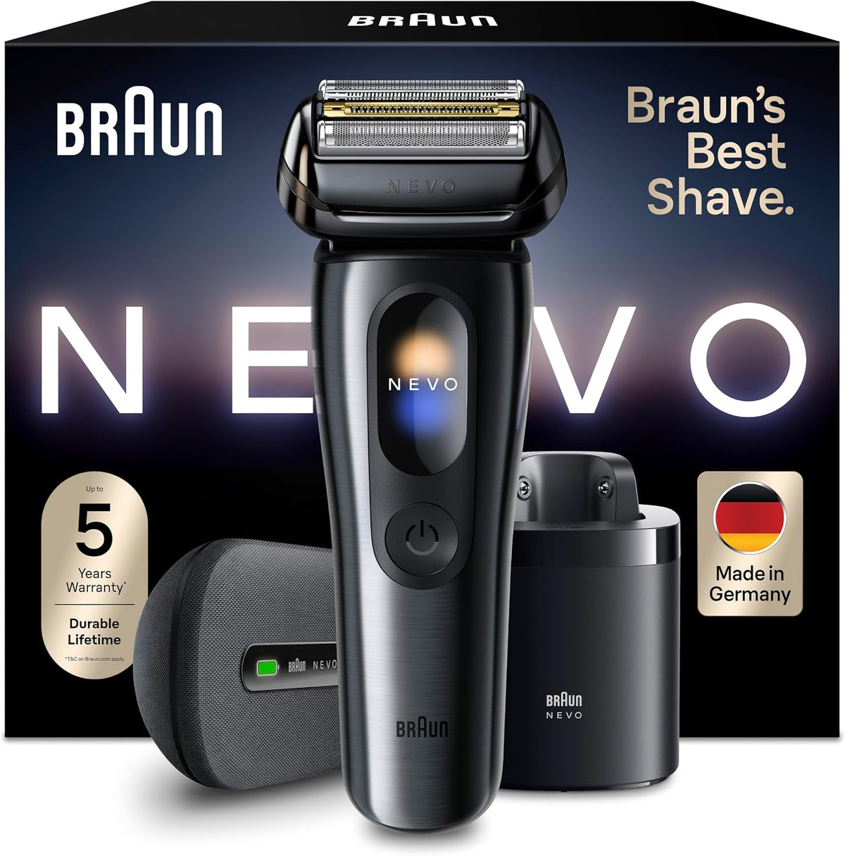 Braun NEVO Rasierer Herren Elektrisch, NEVO17015C, Elektrorasierer mit AeroTouch-Technologie für Eine Rasur Ohne Kompromisse, Graphit, Wasserdicht
