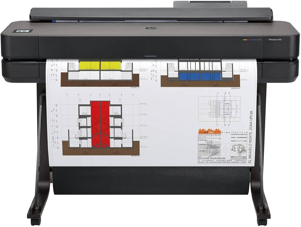 HP DesignJet T650 36 Zoll (91 cm 5HB10D), Standard A4-A0, 82 A1-Drucke/Stunde, 2400x1200 DPI, Großformatdrucker, Plotter, Wi-Fi, Ethernet, USB, Click